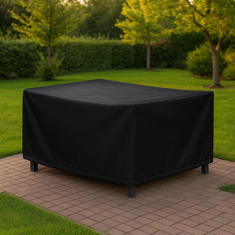 Telo protettivo nero per tavolo e 4 sedie da esterno resistente a pioggia e sole