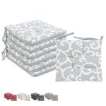 Set 6 cuscini grigio chiaro per sedie con fantasia elegante e imbottitura in poliestere 40x40 cm