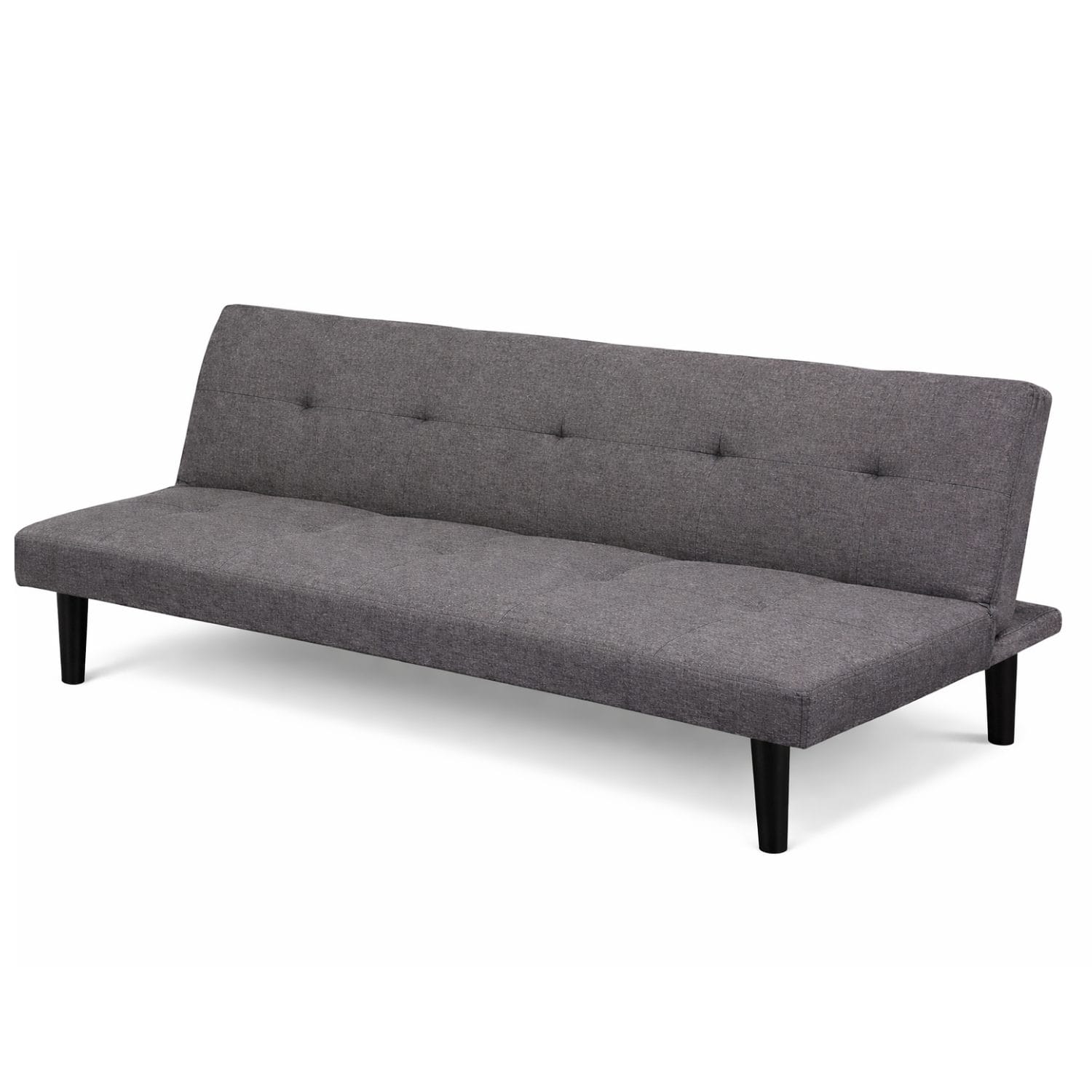 divano in tessuto principale Divano letto in tessuto grigio dal design moderno, compatto e salvaspazio, perfetto per ambienti piccoli