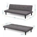 divano letto misure Divano letto in tessuto grigio con misure 165x76 cm, altezza seduta 31 cm e schienale reclinabile