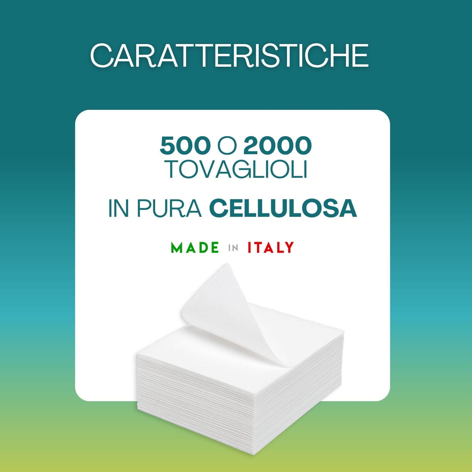 Tovaglioli in pura cellulosa doppio velo Made in Italy 500 o 2000 pezzi