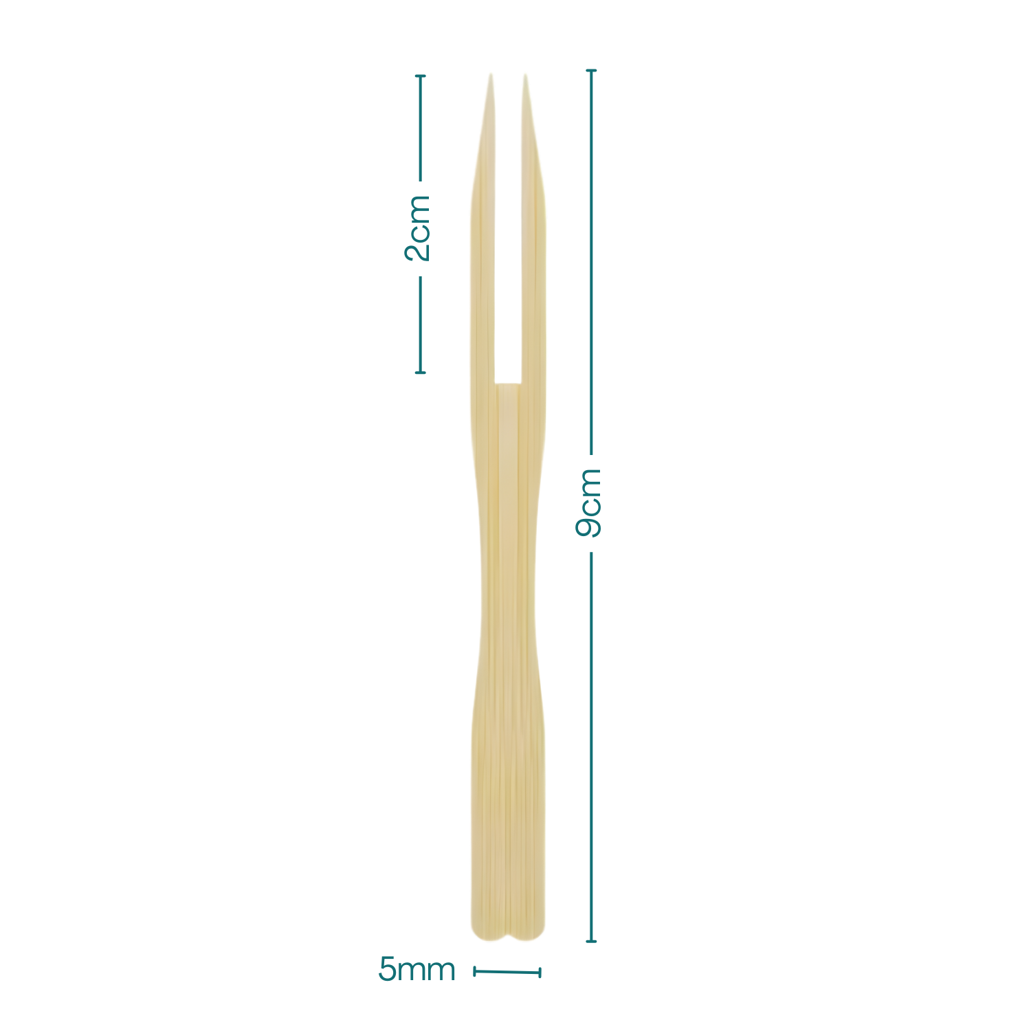Forchettine in legno a due punte 9 cm con impugnatura da 5 mm