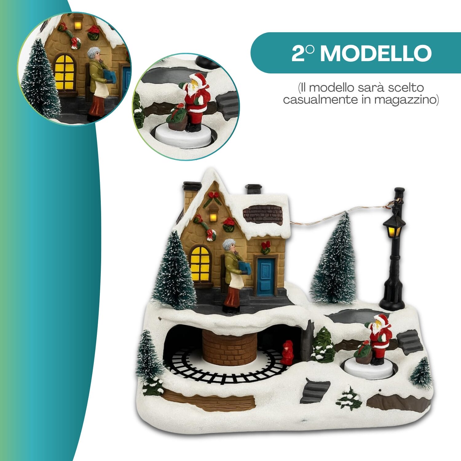 Decorazione natalizia Paluplus con luci LED e scena invernale animata