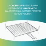 Griglia barbecue cromata per cottura uniforme di carne, pesce e verdure
