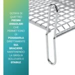 Griglia barbecue con piedini angolari per appoggio stabile su braciere