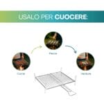 Griglia barbecue per carne, pesce e verdure con supporti angolari e manico lungo