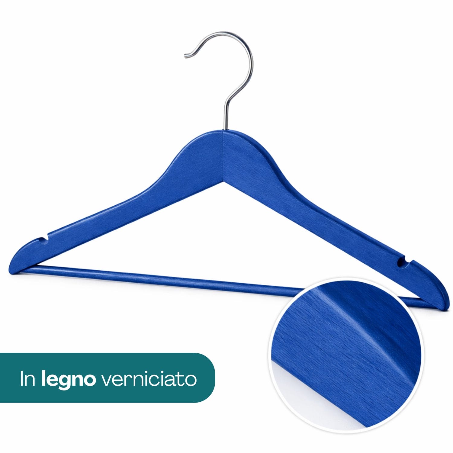 grucce in legno blu materiale Grucce appendiabiti in legno verniciato blu resistenti per armadio