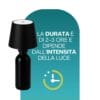 Lampada LED da bottiglia nera autonomia 2-3 ore regolabile in base alla luce