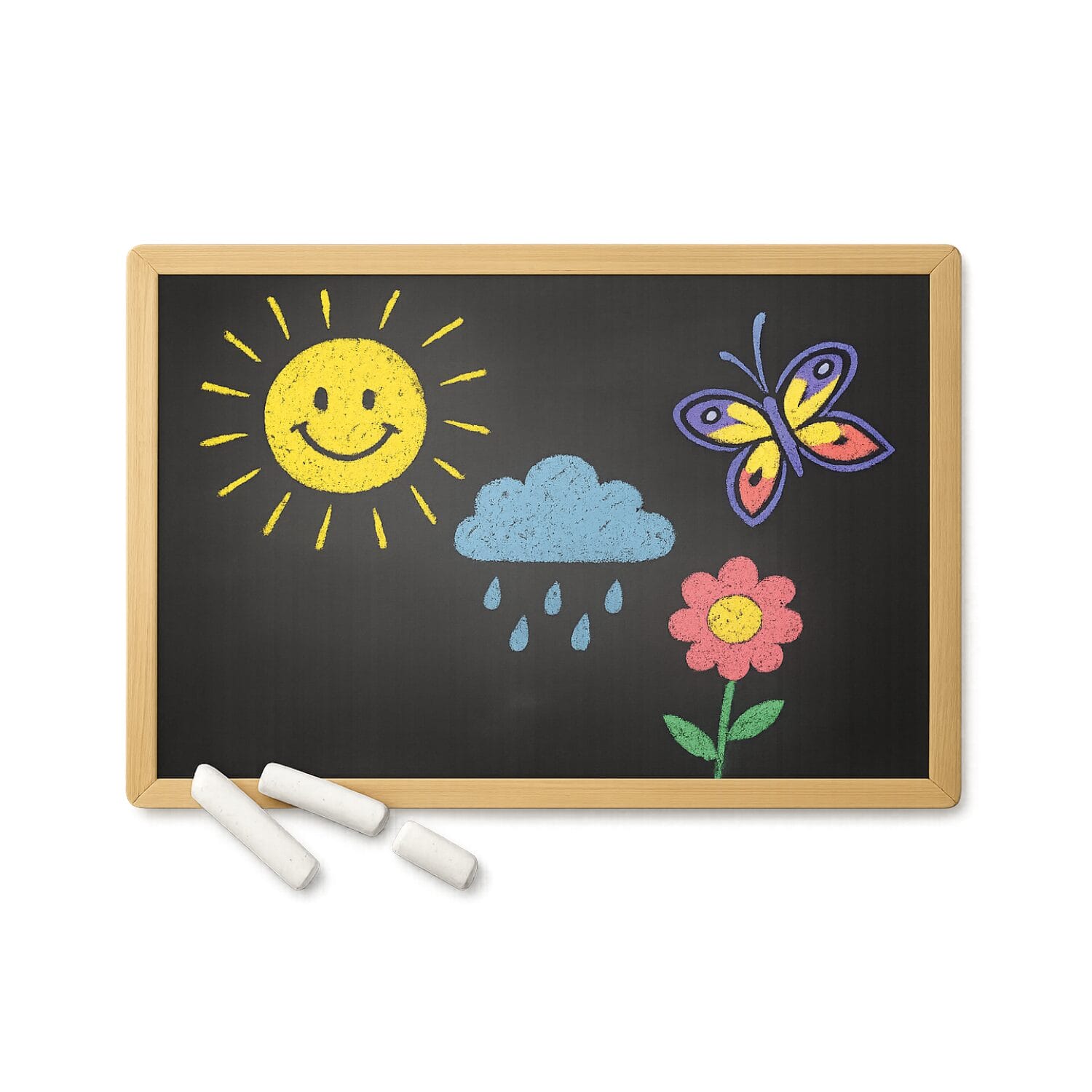 Lavagna in legno con superficie nera e gessetti inclusi per bambini e scuola