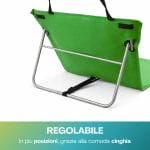 Stuoia mare verde con schienale regolabile e struttura in metallo con cinghia
