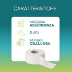 Carta igienica mini jumbo 2 veli pura cellulosa rotolo professionale