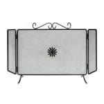 parascintille principale Parascintille a 3 ante in ferro battuto con rete fine e decorazione centrale a fiore
