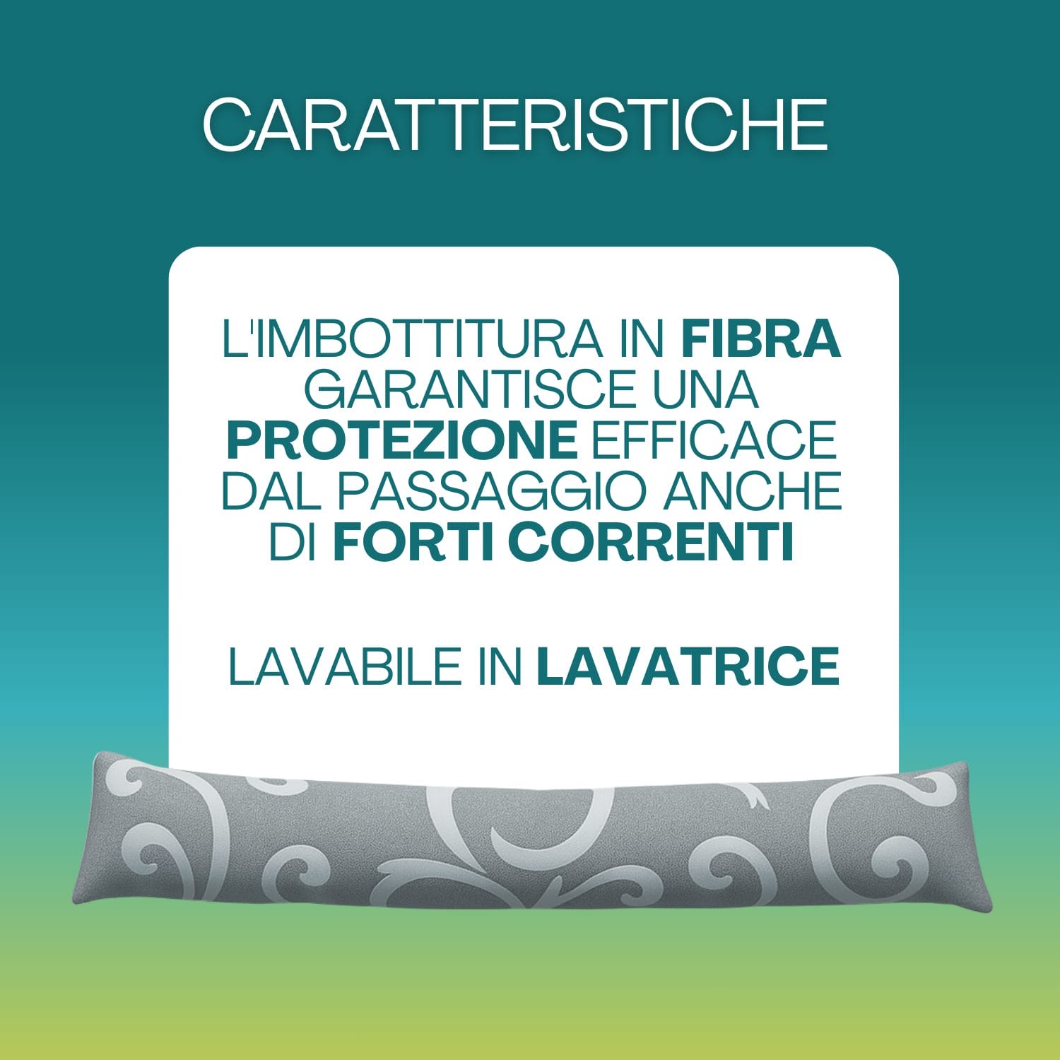Paraspiffero damascato grigio imbottito in fibra e lavabile in lavatrice