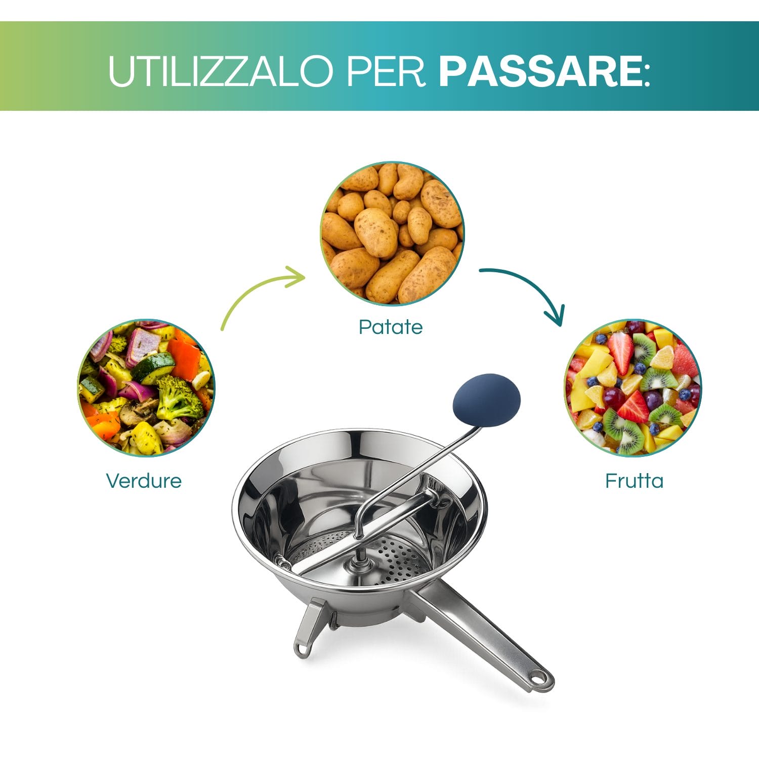 passaverdure in acciaio utilizzi Passaverdure manuale per verdure patate e frutta