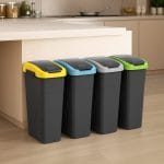 pattumiera con coperchio basculante coreografica Set pattumiere 25 litri per raccolta differenziata con coperchi colorati in cucina moderna