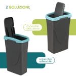pattumiera con coperchio basculante dettagli blu Pattumiera 25 litri blu con doppia apertura: coperchio basculante e sollevabile