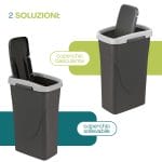 Pattumiera 25 litri con coperchio grigio basculante o sollevabile per uso domestico