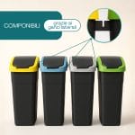 pattumiera con coperchio basculante dettagli incastro Pattumiere componibili 25 litri con ganci laterali e coperchi colorati