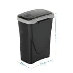 Pattumiera 25 litri con coperchio grigio e misure 51×37×24 cm