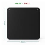 Pedana camino in acciaio nero 60x70 cm con angoli smussati e fori di fissaggio
