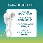 Phon da parete certificato ROHS 220-240V con velocità aria 15 m/s