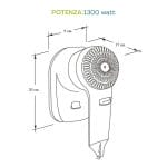 Phon da parete 1300 watt con misure compatte e montaggio a muro