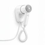 Asciugacapelli a parete professionale 1300W bianco con tubo a spirale, ideale per hotel e spogliatoi