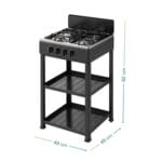 Fornello portatile a gas bianco 4 fuochi con ripiani – misure 49x49x82 cm