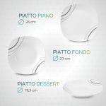 piatti quadrati misure Dimensioni servizio piatti quadrati in porcellana bianca per 6 persone con decoro moderno
