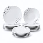 piatti quadrati principale Servizio 18 piatti quadrati in porcellana bianca con elegante decoro a linee nere