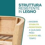 Struttura interna in legno del divano a pozzetto, resistente e progettata per durare