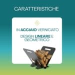 portalegna-caratteristiche Portalegna nero moderno in acciaio verniciato design lineare
