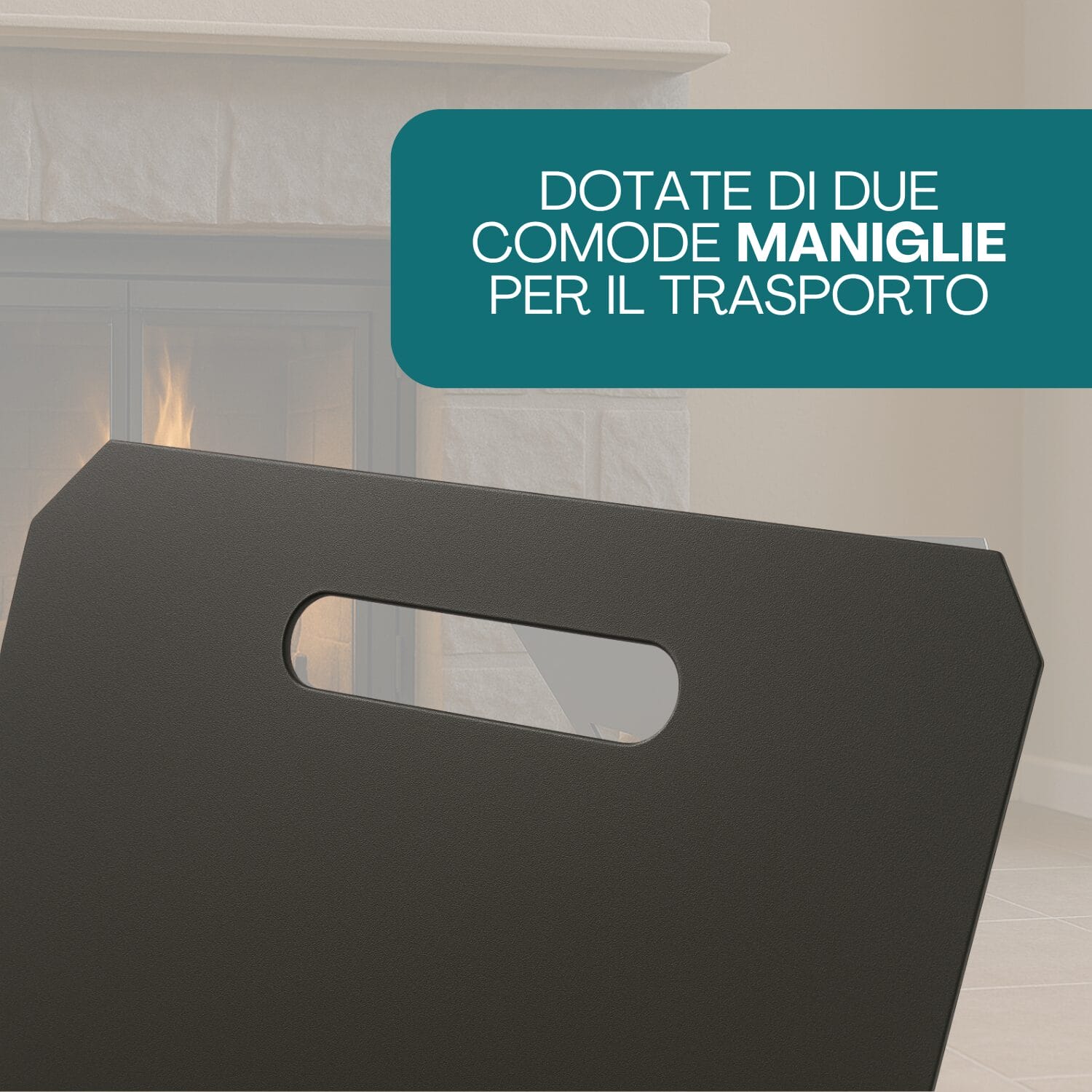 Dimensioni portalegna acciaio nero 40x29x31 cm con maniglie Made in Italy