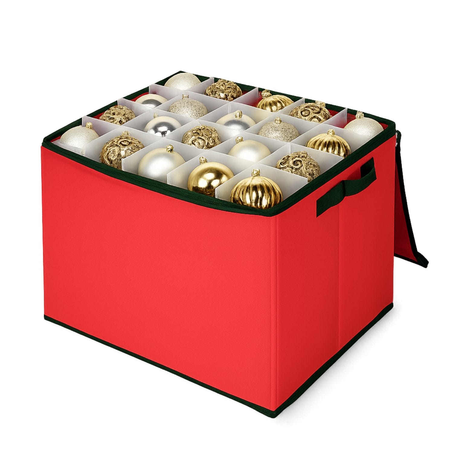 Porta palline natalizie rosso con scomparti interni