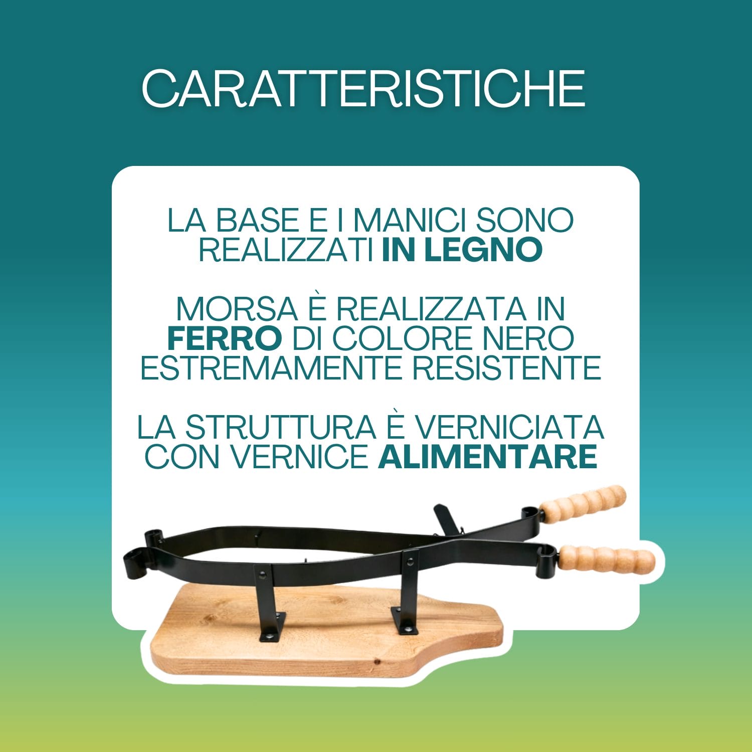 portaprosciutto caratteristiche Portaprosciutto in legno e ferro con struttura resistente verniciata