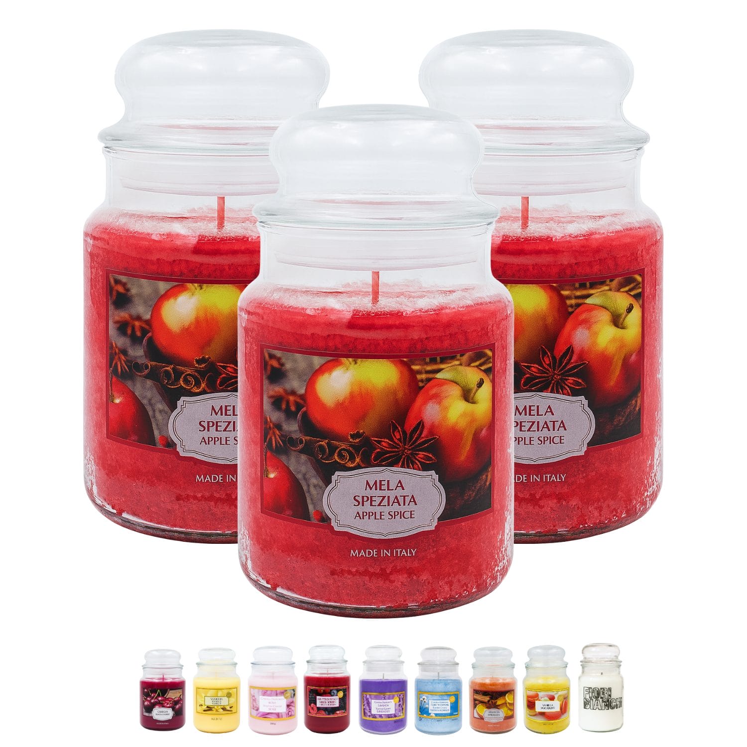 candele profumate principale mela speziata Set 3 candele alla mela in giara vetro con chiusura ermetica profumate