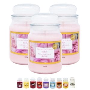 Set 3 candele profumate in giara da 510 gr Profumazione Rosa