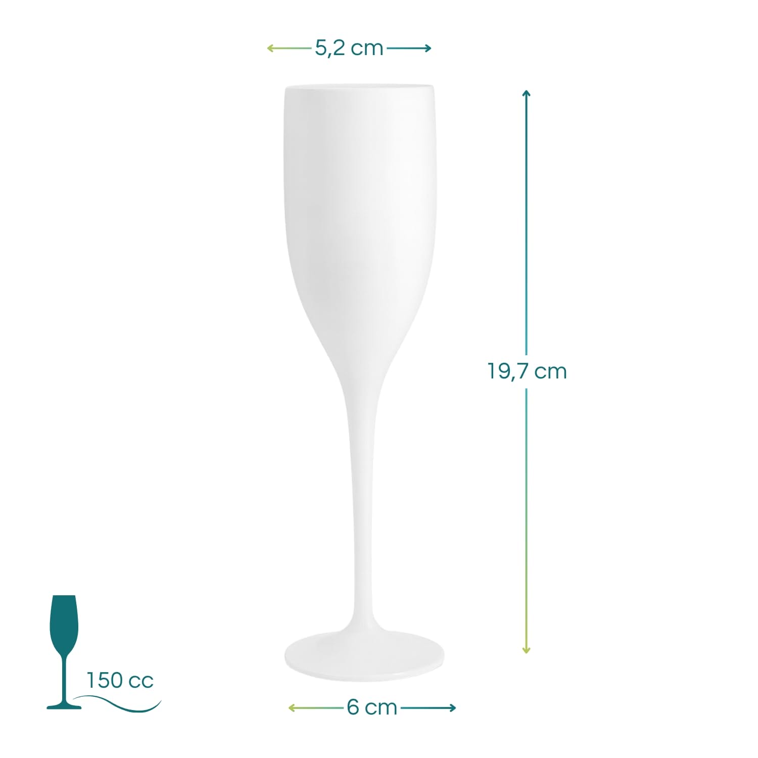 Flute champagne Bianco plastica 150 cc 19,7x6 cm riutilizzabile elegante