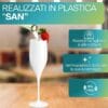 Flute champagne bianco plastica SAN BPA free resistente e riutilizzabile