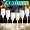 Set 6 flute champagne Bianchi in plastica riutilizzabile infrangibile 150 cc