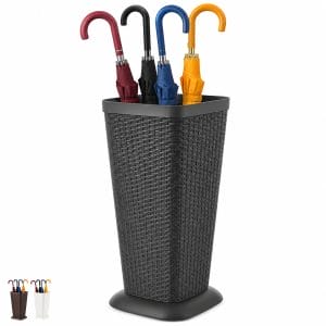 Portaombrelli in plastica alto effetto Rattan – Grigio