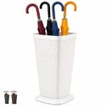 Portaombrelli bianco moderno per casa e ufficio Portaombrelli effetto rattan bianco con struttura alta e base raccogligocce per ambienti interni