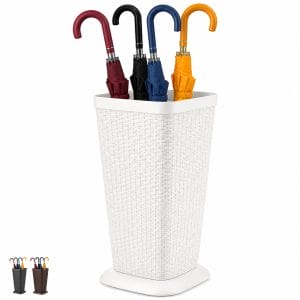 Portaombrelli in plastica alto effetto Rattan – Bianco