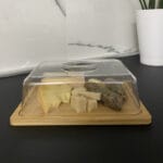Tagliere rettangolare in legno di bambù con coperchio trasparente