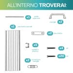 Componenti porta a soffietto: guida, pannelli, maniglie, placchette, tasselli e viti