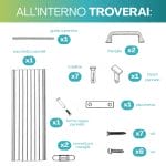 porta a soffietto ultra sottile componenti (1) Kit componenti porta a soffietto ultrasottile con guida, pannelli, rotelline e viti