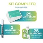 contennuto-kit-segnaprezzi-ortofrutta Kit segnaprezzi ortofrutta con 25 cartellini, 25 supporti e pennarello cancellabile