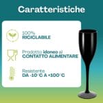 Bicchiere flute nero resistente da -10°C a +100°C 100% riciclabile
