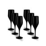 flurte nero Set 6 flute champagne neri 150 cc in plastica infrangibile riutilizzabile