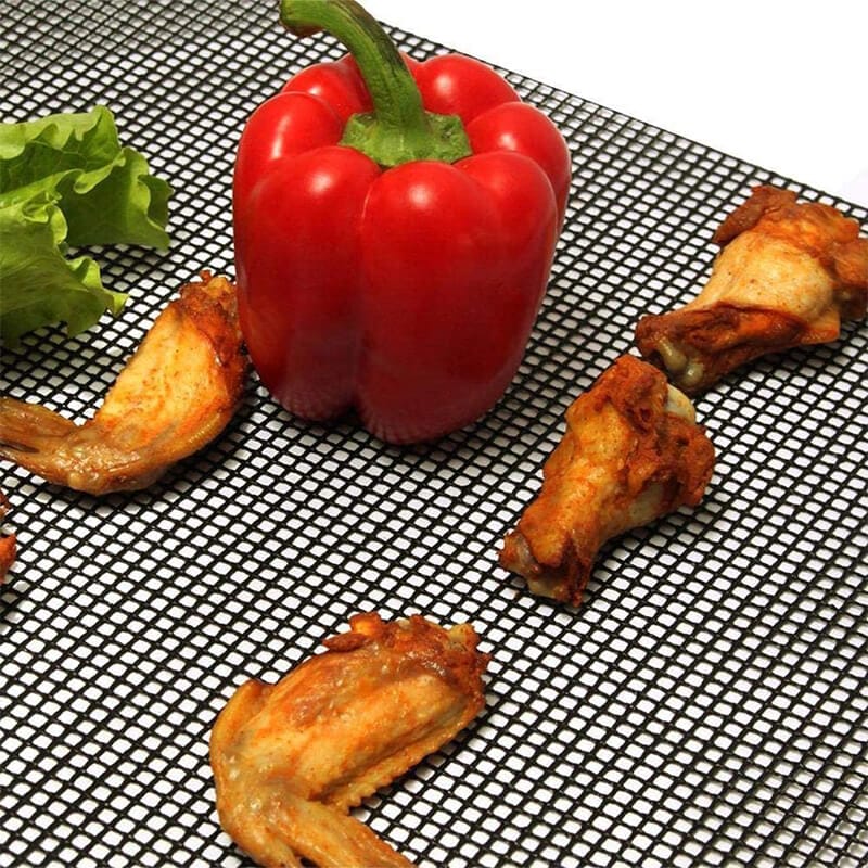 Set 2 tappetini antiaderenti 36x42 cm per barbecue e griglia riutilizzabili